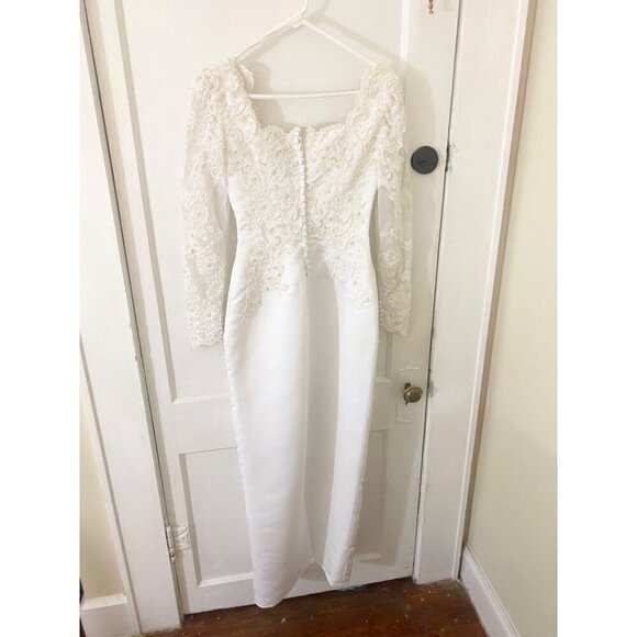 Gloria Vanderbilt Women's Vintage Beaded Wedding Dress W/Detachable Train - 6 - Picture 4 of 17
